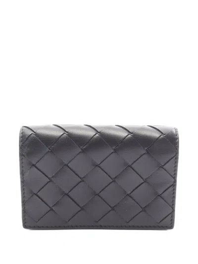 Pre-owned Bottega Veneta Intrecciato Card Case In Black