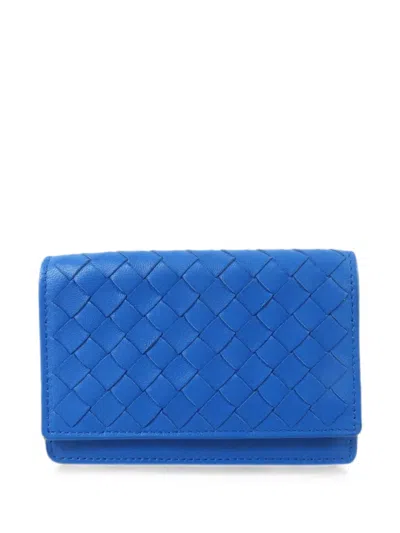 Pre-owned Bottega Veneta Intrecciato Card Case In Blue