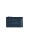 Bottega Veneta Intrecciato Card Case In Blue