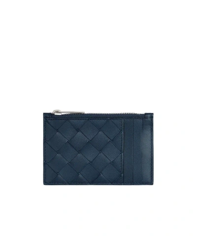 Bottega Veneta Intrecciato Card Case In Blue