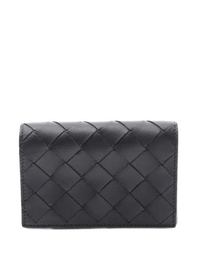 Pre-owned Bottega Veneta Intrecciato Card Holder In Black