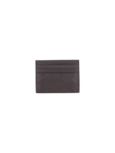 Bottega Veneta Intrecciato Leather Card Holder In Black