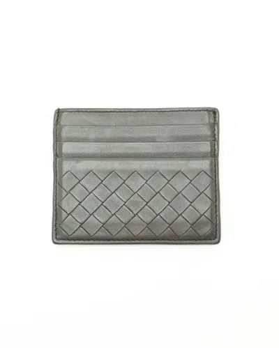 Bottega Veneta Intrecciato Card Holder In Grey