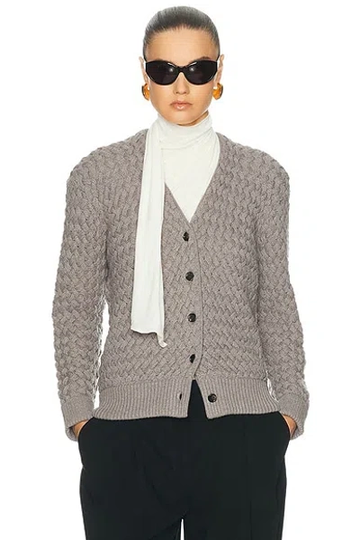 Bottega Veneta Intrecciato Cardigan In Gray