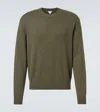 Bottega Veneta Classic Cashmere Blend Sweater With Intrecciato Suede Hearts In Green