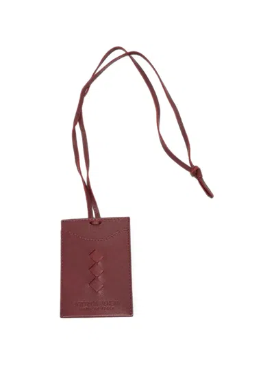 Pre-owned Bottega Veneta Intrecciato Cassette Badge Holder In Red