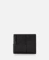 Bottega Veneta Bi-fold Intrecciato Wallet In Calf Leather In Black