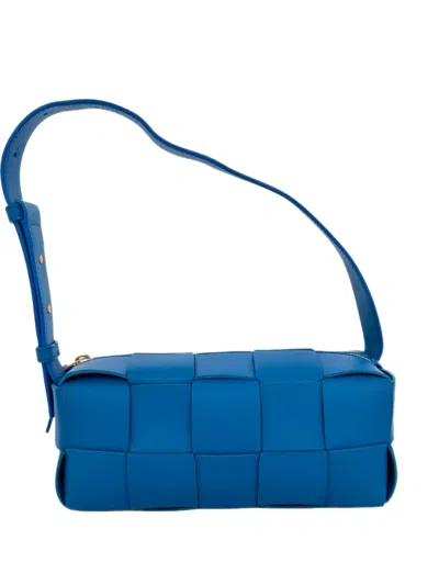 Pre-owned Bottega Veneta Intrecciato Cassette Shoulder Bag In Blue