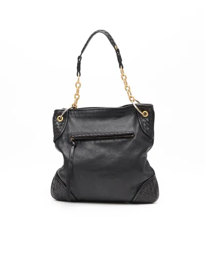 Bottega Veneta Intrecciato Chain Bag In Black