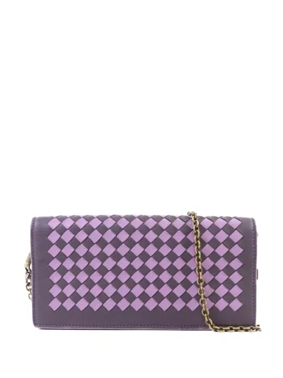 Pre-owned Bottega Veneta Intrecciato Chain Shoulder Bag In Gray