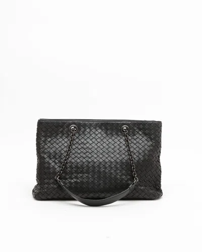 Bottega Veneta Intrecciato Chain Tote Bag In Black