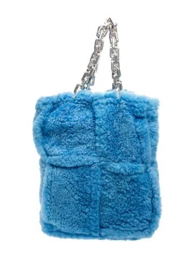 Pre-owned Bottega Veneta Intrecciato Chain Tote In Blue