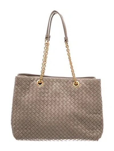 Pre-owned Bottega Veneta Intrecciato Chain Tote Medium In Neutral