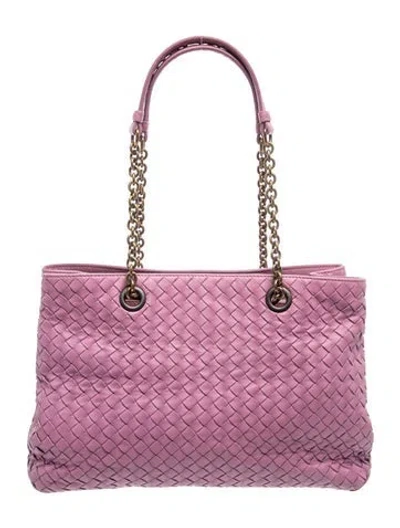 Pre-owned Bottega Veneta Intrecciato Chain Tote Medium In Pink