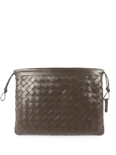Pre-owned Bottega Veneta Intrecciato Clutch Bag In Brown
