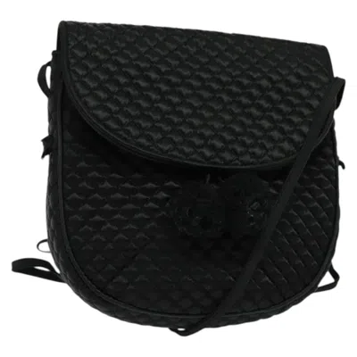 Pre-owned Bottega Veneta Intrecciato Clutch Bag Calfskin Black Satin Shoulder Bag Bag ()