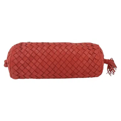 Pre-owned Bottega Veneta Intrecciato Clutch Bag Leather Red Leather Clutche & Pouche Bag ()
