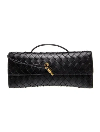 Pre-owned Bottega Veneta Intrecciato Clutch In Black