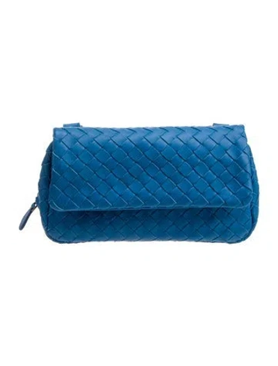 Pre-owned Bottega Veneta Intrecciato Clutch In Blue