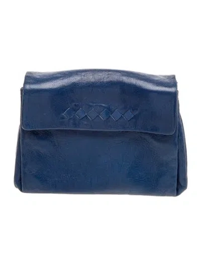Pre-owned Bottega Veneta Intrecciato Clutch In Blue