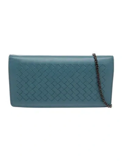 Pre-owned Bottega Veneta Intrecciato Clutch In Blue