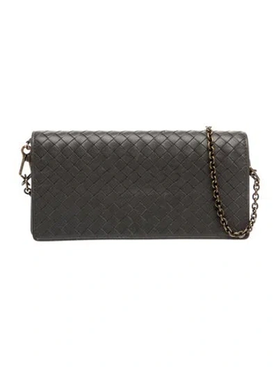 Pre-owned Bottega Veneta Intrecciato Clutch In Gray