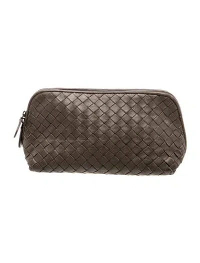 Pre-owned Bottega Veneta Intrecciato Clutch In Neutral