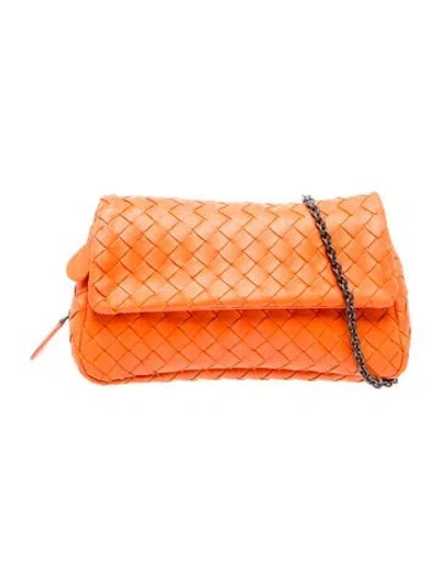 Pre-owned Bottega Veneta Intrecciato Clutch In Orange