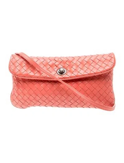 Pre-owned Bottega Veneta Intrecciato Clutch In Orange