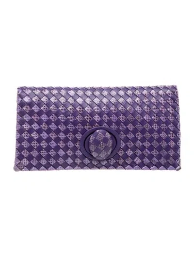 Pre-owned Bottega Veneta Intrecciato Clutch In Purple