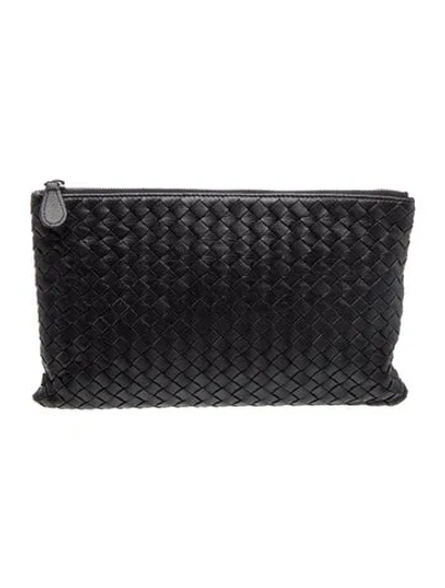 Pre-owned Bottega Veneta Intrecciato Clutch Vintage In Black