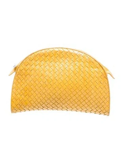 Pre-owned Bottega Veneta Intrecciato Clutch Vintage In Yellow