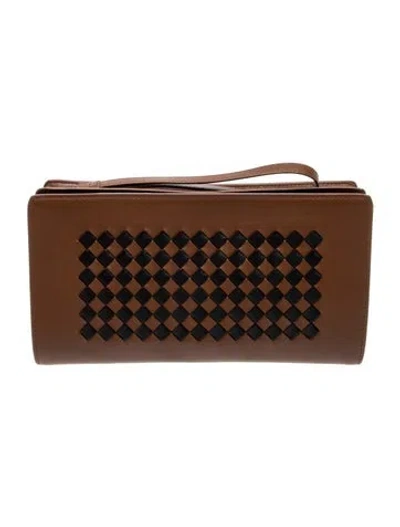 Pre-owned Bottega Veneta Intrecciato Clutch W/ Tags In Brown