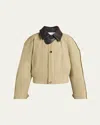 Bottega Veneta Intrecciato Collar Cotton Blouson Jacket In Sahara