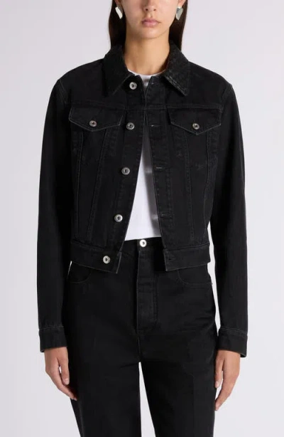 Bottega Veneta Intrecciato Collar Denim Jacket In 1000 Black