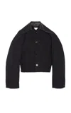 Bottega Veneta Womens Black Intreccio Two-patch-pockets Relaxed-fit Cotton-blend Jacket
