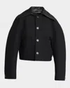 Bottega Veneta Womens Black Intreccio Two-patch-pockets Relaxed-fit Cotton-blend Jacket In Nero