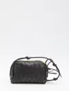 Bottega Veneta Mini Leather Zip Bag With Adjustable Strap In Black