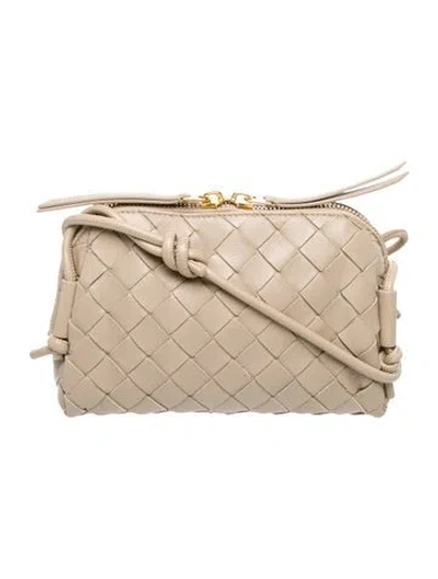 Pre-owned Bottega Veneta Intrecciato Concert Pouch Mini In Neutral