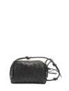 Bottega Veneta Mini Leather Zip Bag With Adjustable Strap In Black