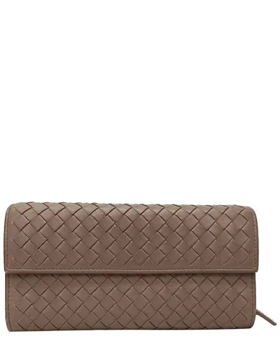 Bottega Veneta Intrecciato Continental Long Wallet (authentic Pre-loved) In Brown