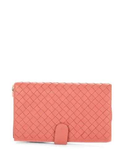 Pre-owned Bottega Veneta Intrecciato Continental Wallet In Pink