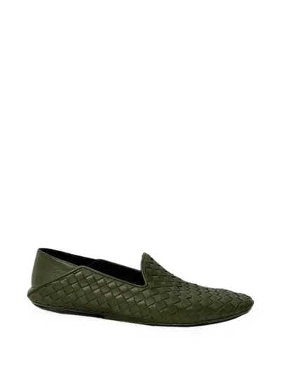 Pre-owned Bottega Veneta Intrecciato Convertible Loafers In Green