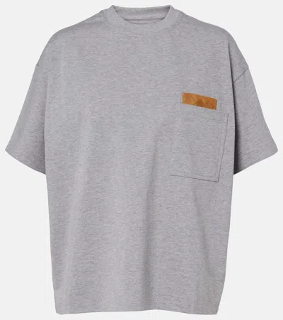 Bottega Veneta Intrecciato Cotton-blend Jersey T-shirt In Gray