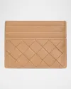 Bottega Veneta Intrecciato Credit Card Case In Brown