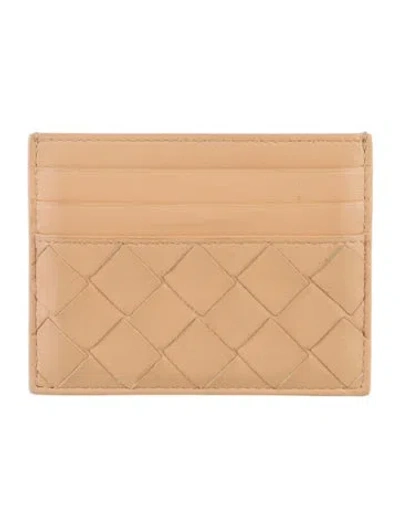 Pre-owned Bottega Veneta Intrecciato Credit Card Case Intrecciato Weave Card Holder In Neutral