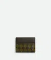 Bottega Veneta Men's Intrecciato 15 Avenue Check Card Case In Kaki/olive Oil