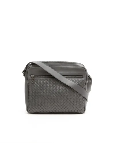 Bottega Veneta Intrecciato Crossbody Bag In Gray
