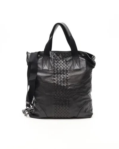 Bottega Veneta Intrecciato Crossbody Bag In Black