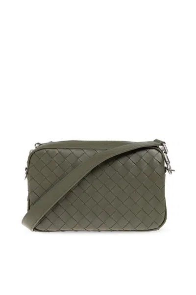 Bottega Veneta Intrecciato Braided Calf Leather Shoulder Bag In Gray